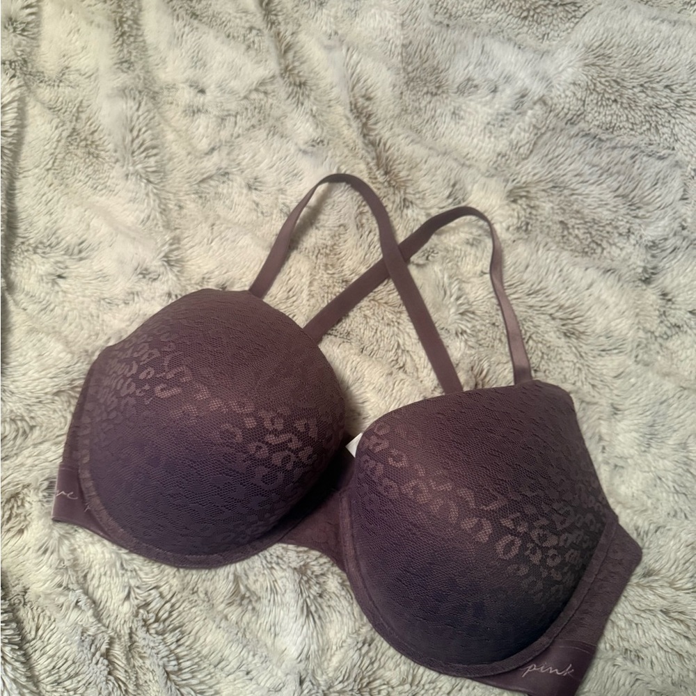 PINK Purple Leopard Print Bra 38DD.